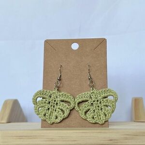 Crochet Monstera Leaf Earrings